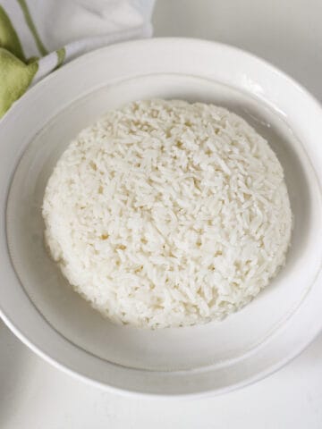 Instant Pot White Jasmine Rice in a serving dish
